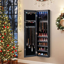 Wall or Door Mounted Jewelry Cabinet with Full-Length Mirror and LED Lights by DirectDeals