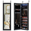Wall or Door Mounted Jewelry Cabinet with Full-Length Mirror and LED Lights by DirectDeals