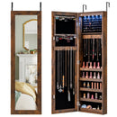 Wall or Door Mounted Jewelry Cabinet with Full-Length Mirror and LED Lights by DirectDeals