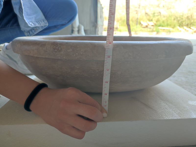 Walnut Travertine Natural Stone Vessel Sink Honed and Filled  (W)17" (L)21" (H)6"