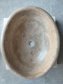 Walnut Travertine Beige Natural Stone Handmade Vessel Bathroom Sink