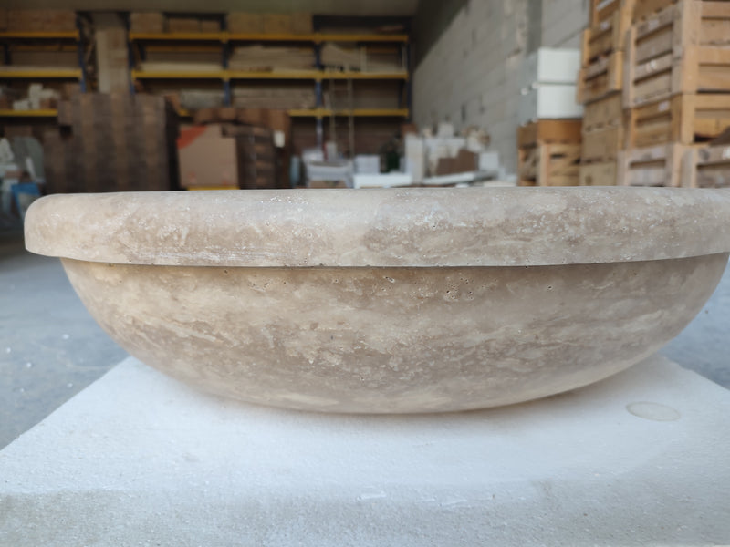 Walnut Travertine Natural Stone Vessel Sink Honed and Filled  (W)17" (L)21" (H)6"