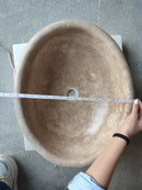 Walnut Travertine Beige Natural Stone Handmade Vessel Bathroom Sink