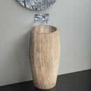 Brown Traveling Travertine Pedestal Sink Curved Honed 16" x 33.5"