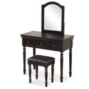 Makeup Vanity Table and Stool Set with Detachable Mirror and 3 Drawers Storage by LJGDeals