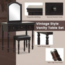 Makeup Vanity Table and Stool Set with Detachable Mirror and 3 Drawers Storage by LJGDeals