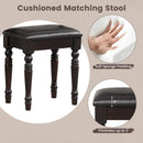 Makeup Vanity Table and Stool Set with Detachable Mirror and 3 Drawers Storage by LJGDeals