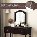 Makeup Vanity Table and Stool Set with Detachable Mirror and 3 Drawers Storage by LJGDeals