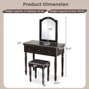 Makeup Vanity Table and Stool Set with Detachable Mirror and 3 Drawers Storage by LJGDeals