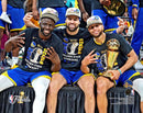Draymond Green, Klay Thompson, & Steph Curry Golden State Warriors 2022 NBA Champions 8" x 10" Photo by Dynasty Sports & Framing