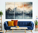 Watercolor Abstract Misty Mountain Wall Art Canvas Print