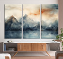 Watercolor Abstract Misty Mountain Wall Art Canvas Print