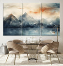 Watercolor Abstract Misty Mountain Wall Art Canvas Print
