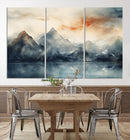 Watercolor Abstract Misty Mountain Wall Art Canvas Print