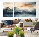 Watercolor Abstract Misty Mountain Wall Art Canvas Print
