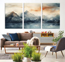 Watercolor Abstract Misty Mountain Wall Art Canvas Print