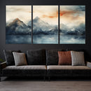 Watercolor Abstract Misty Mountain Wall Art Canvas Print