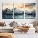 Watercolor Abstract Misty Mountain Wall Art Canvas Print