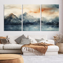 Watercolor Abstract Misty Mountain Wall Art Canvas Print