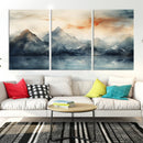 Watercolor Abstract Misty Mountain Wall Art Canvas Print