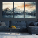 Watercolor Abstract Misty Mountain Wall Art Canvas Print