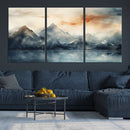 Watercolor Abstract Misty Mountain Wall Art Canvas Print