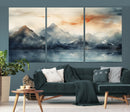 Watercolor Abstract Misty Mountain Wall Art Canvas Print