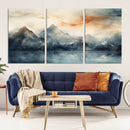 Watercolor Abstract Misty Mountain Wall Art Canvas Print