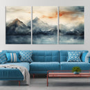 Watercolor Abstract Misty Mountain Wall Art Canvas Print