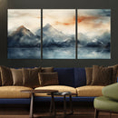 Watercolor Abstract Misty Mountain Wall Art Canvas Print