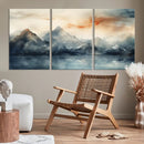 Watercolor Abstract Misty Mountain Wall Art Canvas Print