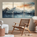 Watercolor Abstract Misty Mountain Wall Art Canvas Print