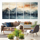 Watercolor Abstract Misty Mountain Wall Art Canvas Print