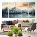 Watercolor Abstract Misty Mountain Wall Art Canvas Print