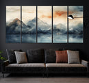 Watercolor Abstract Misty Mountain Wall Art Canvas Print