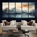 Watercolor Abstract Misty Mountain Wall Art Canvas Print