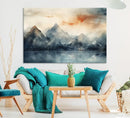 Watercolor Abstract Misty Mountain Wall Art Canvas Print