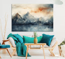 Watercolor Abstract Misty Mountain Wall Art Canvas Print