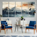 Watercolor Abstract Misty Mountain Wall Art Canvas Print