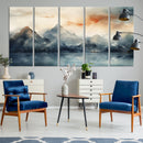 Watercolor Abstract Misty Mountain Wall Art Canvas Print