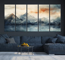 Watercolor Abstract Misty Mountain Wall Art Canvas Print