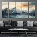 Watercolor Abstract Misty Mountain Wall Art Canvas Print