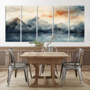 Watercolor Abstract Misty Mountain Wall Art Canvas Print