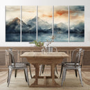 Watercolor Abstract Misty Mountain Wall Art Canvas Print
