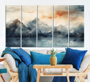 Watercolor Abstract Misty Mountain Wall Art Canvas Print
