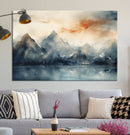 Watercolor Abstract Misty Mountain Wall Art Canvas Print