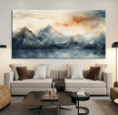 Watercolor Abstract Misty Mountain Wall Art Canvas Print