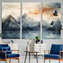 Watercolor Abstract Misty Mountain Wall Art Canvas Print