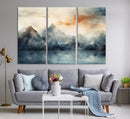 Watercolor Abstract Misty Mountain Wall Art Canvas Print