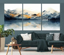 Watercolor Abstract Mountain Lake Wall Art Canvas Print